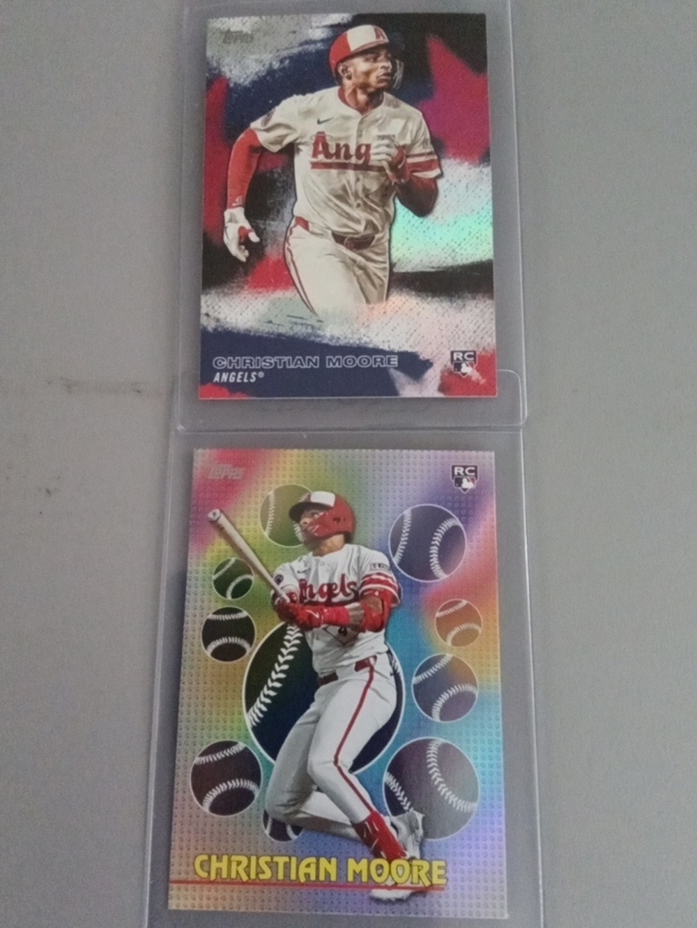 Topps Christian Moore Angels Card Lot - Red, White, Blue Accents